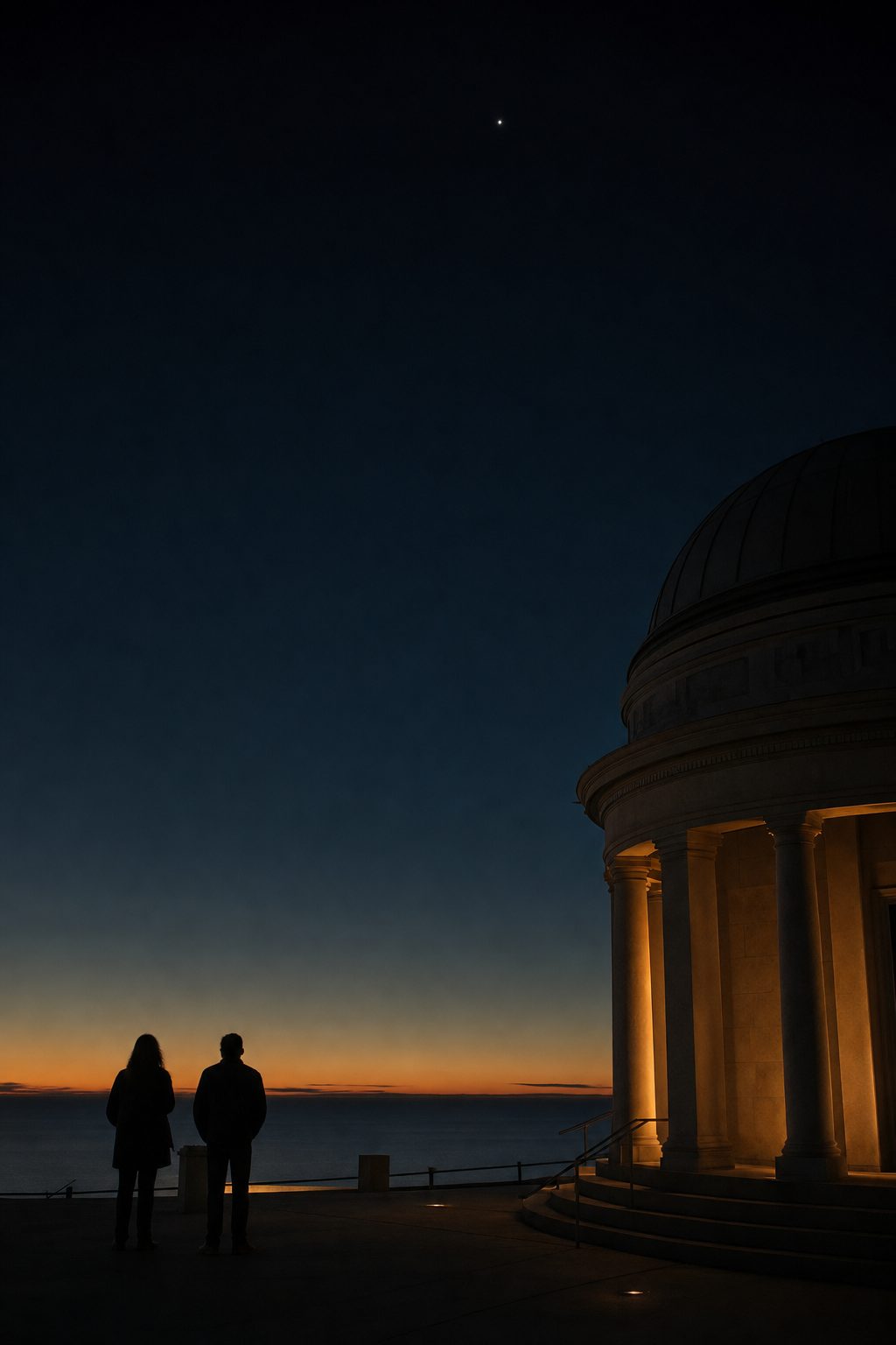 A single bright star at deep dusk
